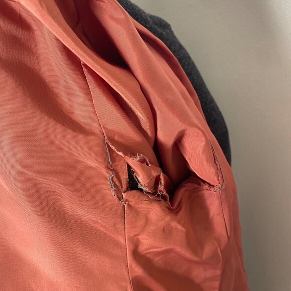 Vintage Lilli Ann Fur Trim Coat Jacket Gray 60s - Picture 10 of 15